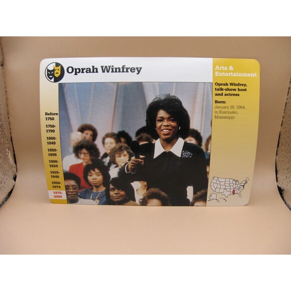 Oprah Winfrey Arts & Entertainment 1995 GROLIER STORY OF AMERICA CARD #7-16 - Picture 1 of 2